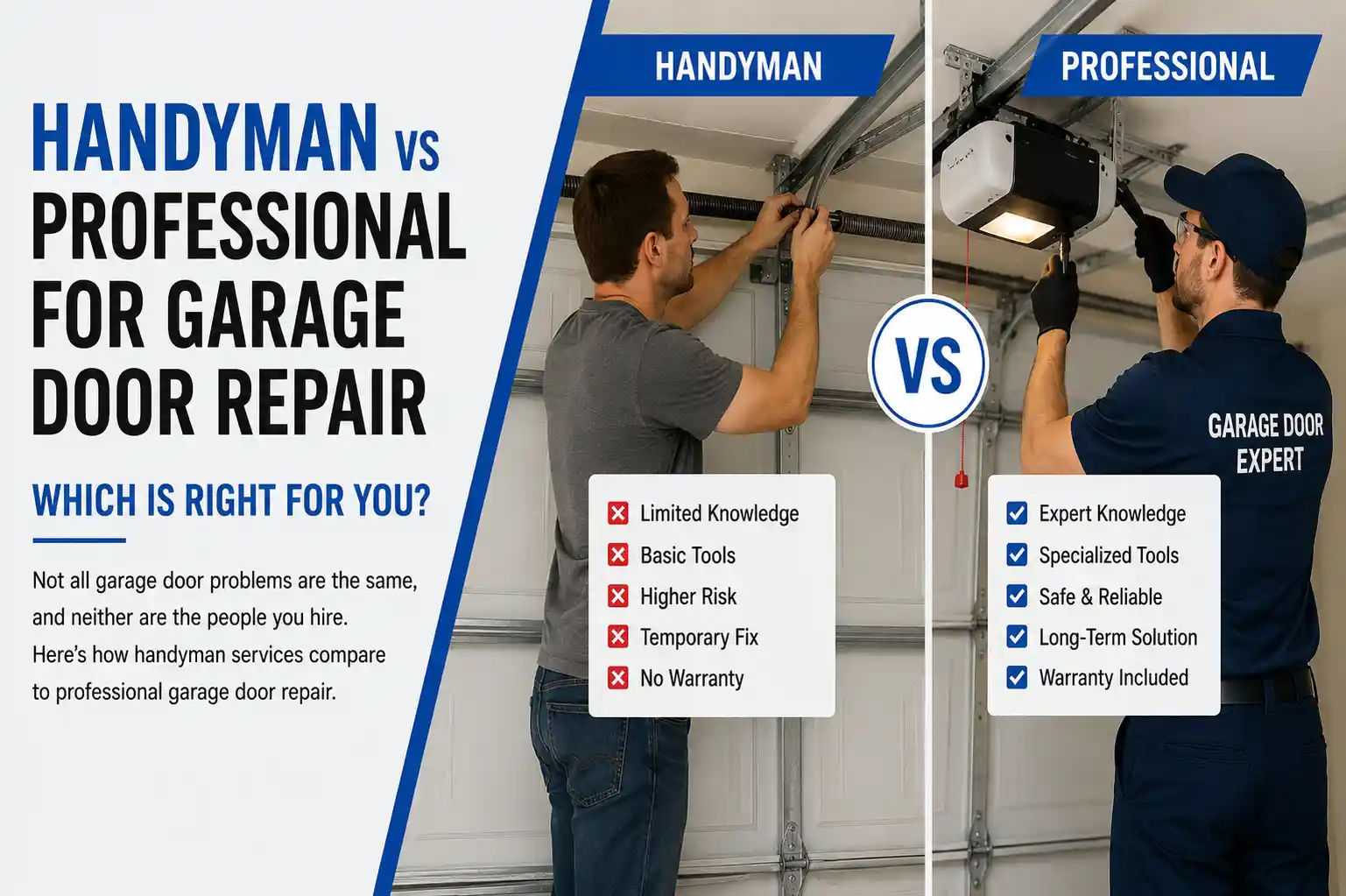 Handyman vs Professional for Garage Door Repair
